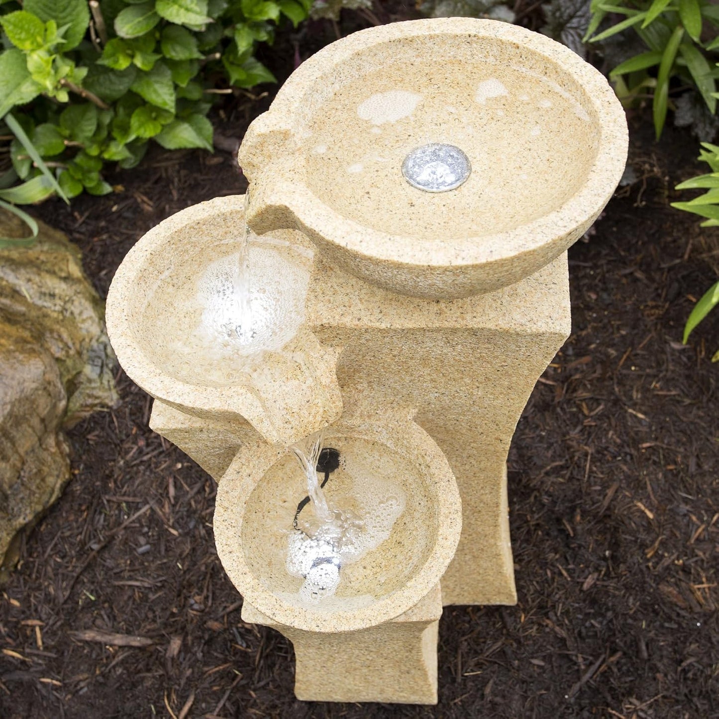 Go Yard Cascade Bowls Fountain with LED Lights