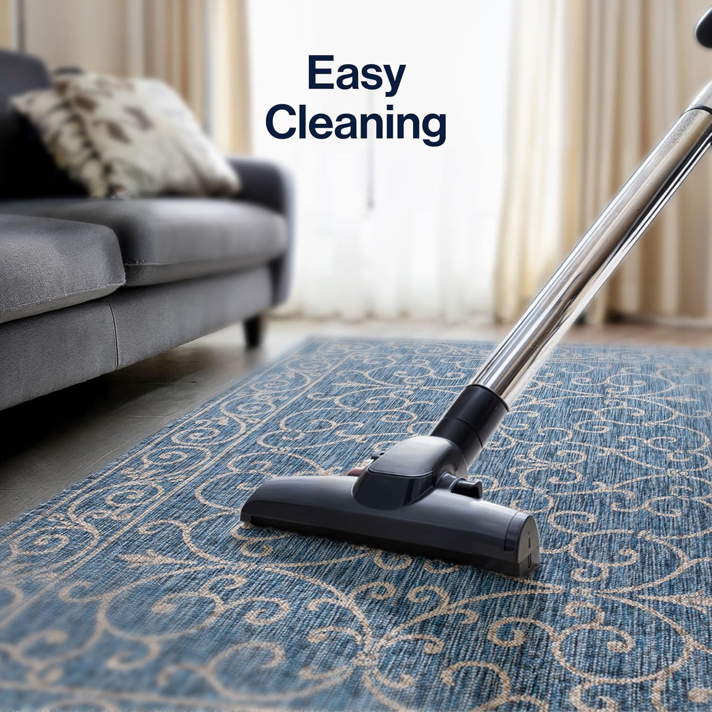 JONATHAN Y SMB106D-3 Charleston Vintage Filigree Textured Weave Indoor/Outdoor Navy/Gray 3 ft. x 5 ft. Area Rug, Classic,Easy-Cleaning,HighTraffic,LivingRoom,Backyard, Non Shedding