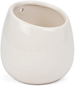 Milltown Merchants Succulent Wall Planter - Black Ceramic Wall Mounted Planter - Succulent Plant Pot - Hanging Vase for Living Wall (1 Pack/Modern/White)