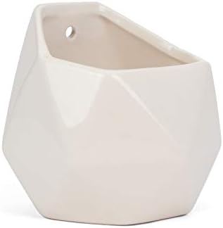 Milltown Merchants Succulent Wall Planter - Black Ceramic Wall Mounted Vase for Living Wall (Geometric/White)