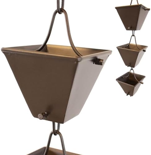Nutshell Stores Medium Square Cups Rain Chain - Bronze - 10 Feet