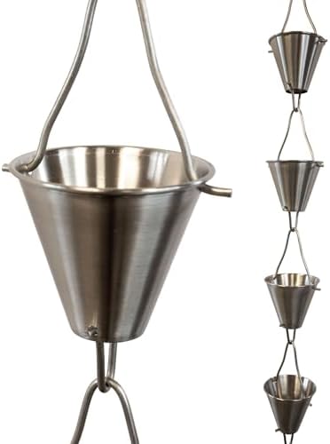 Nutshell Stores Steel Cups Rain Chain - Stainless Steel - 18 Feet