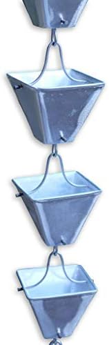 Nutshell Stores Medium Square Cups Rain Chain - Aluminum - 19 Feet