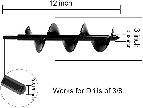 ERYTLLY Bulb Planter, Auger Spiral, Garden Planter Tool 3 x 12 inch,Rapid Umbrella Hole Digger for Planting Bulb Seedlings Bedding Tulips, and Digging Weeds Roots