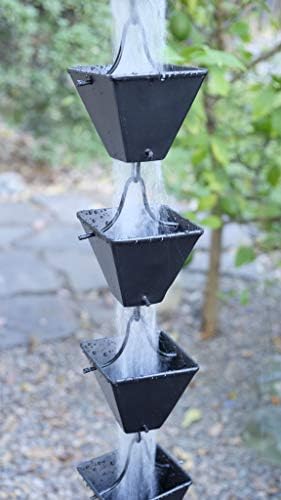 Nutshell Stores Medium Square Cups Rain Chain - Black - 8 Feet