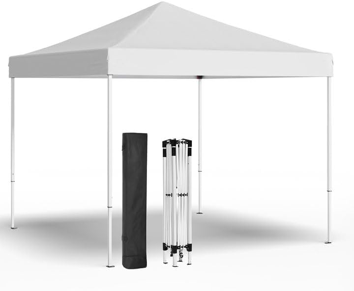 10x10ft Pop Up Canopy Tent,Heavy Duty Waterproof Folding Tent for Camping Parties Events Parties,Outdoor Canopy,Portable Sun Shelter,3 Adjustable Height(White)