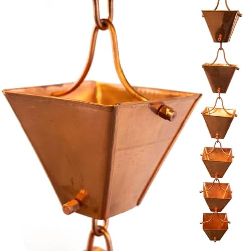 Nutshell Stores Medium Square Cups Rain Chain - Copper - 9 Feet