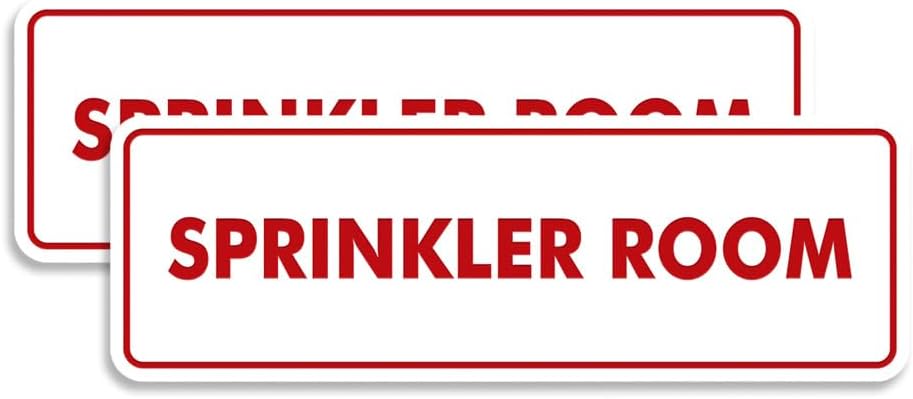 Signs ByLITA Standard Sprinkler Room Sign (White/Red) - Medium 2 Pack