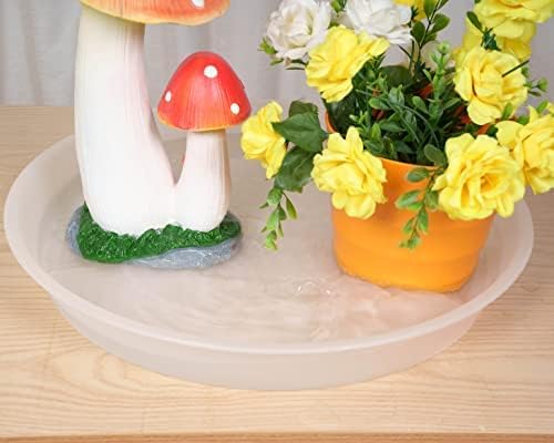 4 Pack of 14 inch Plant Saucers Bird Bath Bow Round, Plastic Plant Saucer Tray for Pots, White Planters for Indoor Plants, Plant Trays for Planter 12-15" (14", Clear)