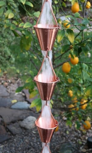 Nutshell Stores Steel Cups Rain Chain - Copper Plated - 20 Feet