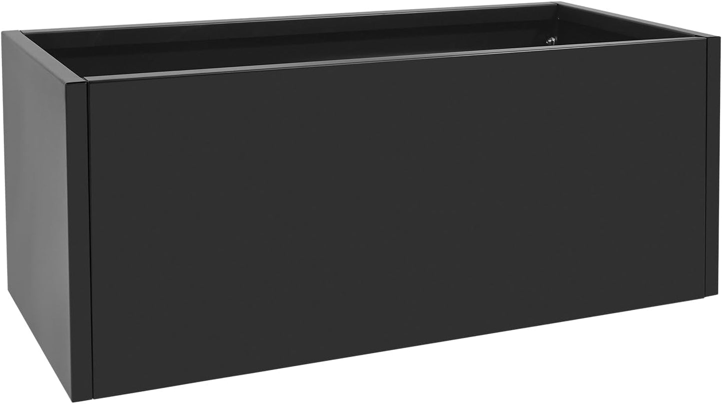 Steel Planter Box, 38" x 15" x 15" Rectangular Long Planter Metal Trough Box for Indoor Outdoor Tall Plants, Flowers or Shrubs (Black)