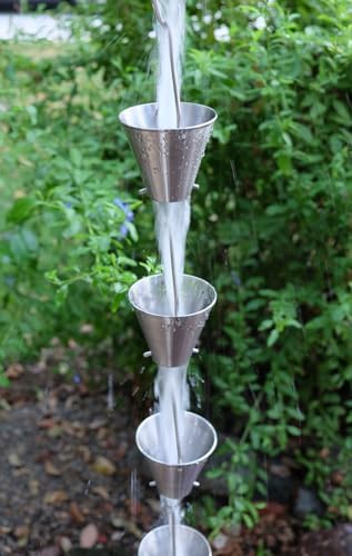 Nutshell Stores Steel Cups Rain Chain - Stainless Steel - 16 Feet