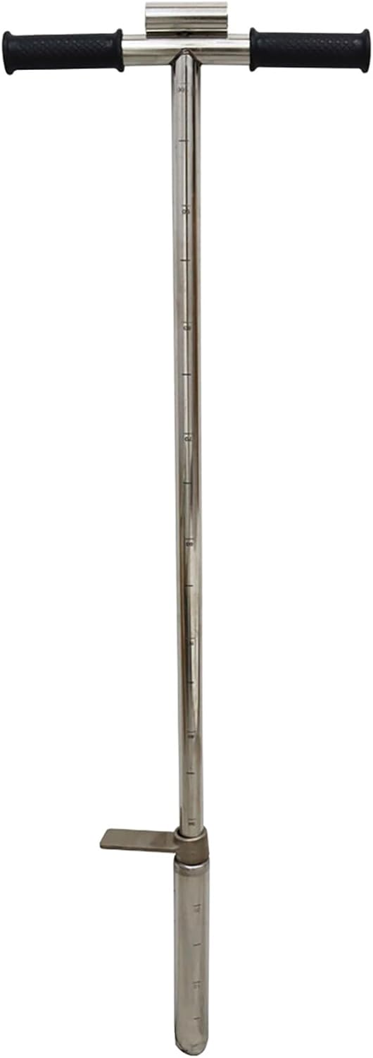 INTBUYING 40’’ Soil Sampler Probe Soil Test Probe with 8’’Sample Ejector and Foot Pedal T Rubber Handle Stainless Steel 1.5inch Dia for Soil Sampling Lawn Garden Farm