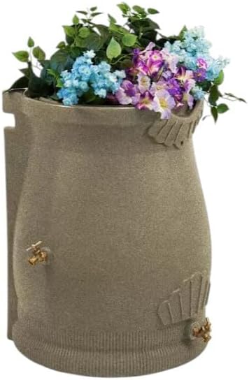 Rain Wizard Decorative Rain Barrel, 50 Gallon, with Brass Spigots (Sandstone)