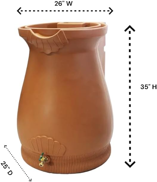 65-Gallon Urn Rain Wizard Decorative Barrel (Terracotta, 2 Pack)