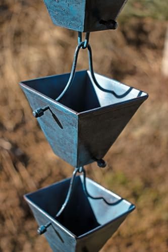Nutshell Stores Medium Square Cups Rain Chain - Patina - 20 Feet