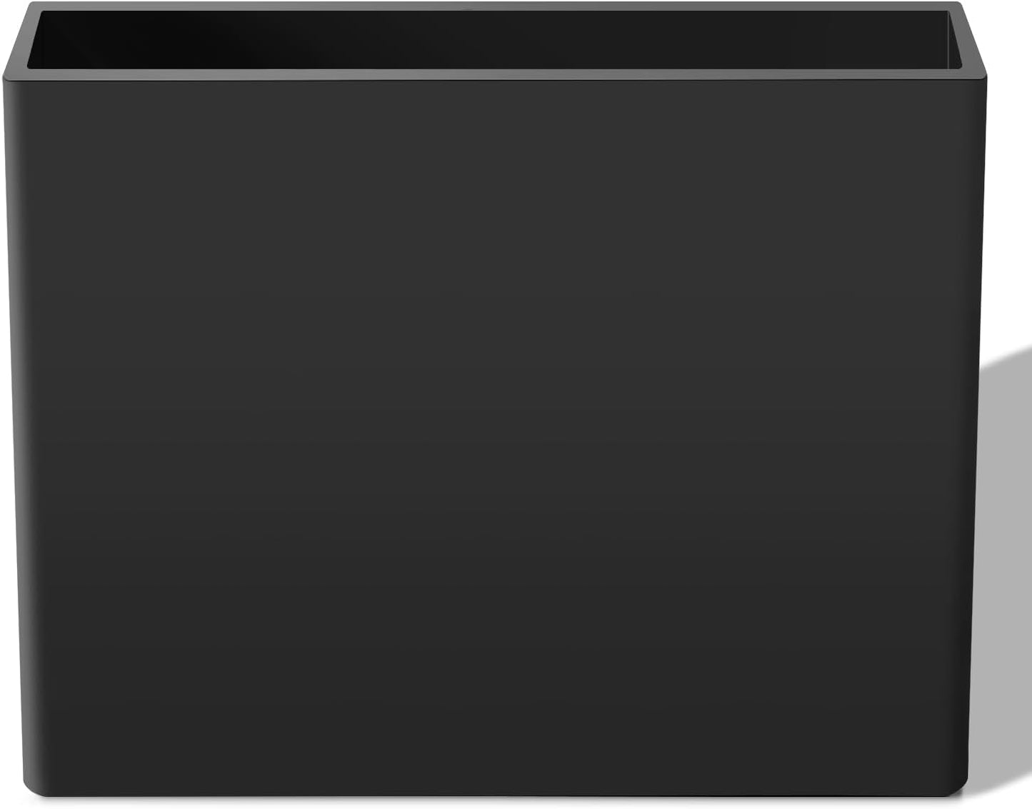 Rectangular Planter Box for Outdoor Plants, Large Tall Resin Garden Pots for Front Porch, Patio, Indoor (Black, 25 x 21 inch)