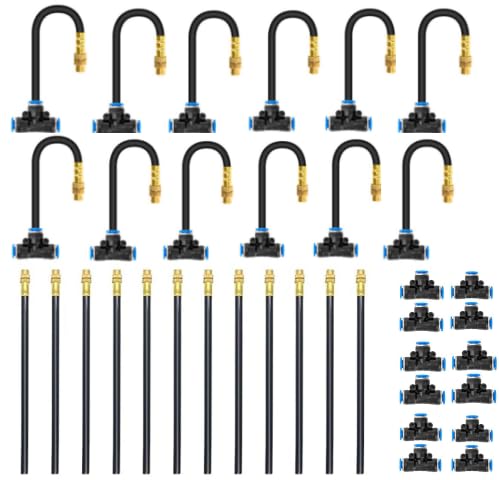 Mixc 2025-Upgrade Drip Irrigation System, No 1/4 Pipe, only 12pcs Adjustable Copper Nobbles and Quick Connectors