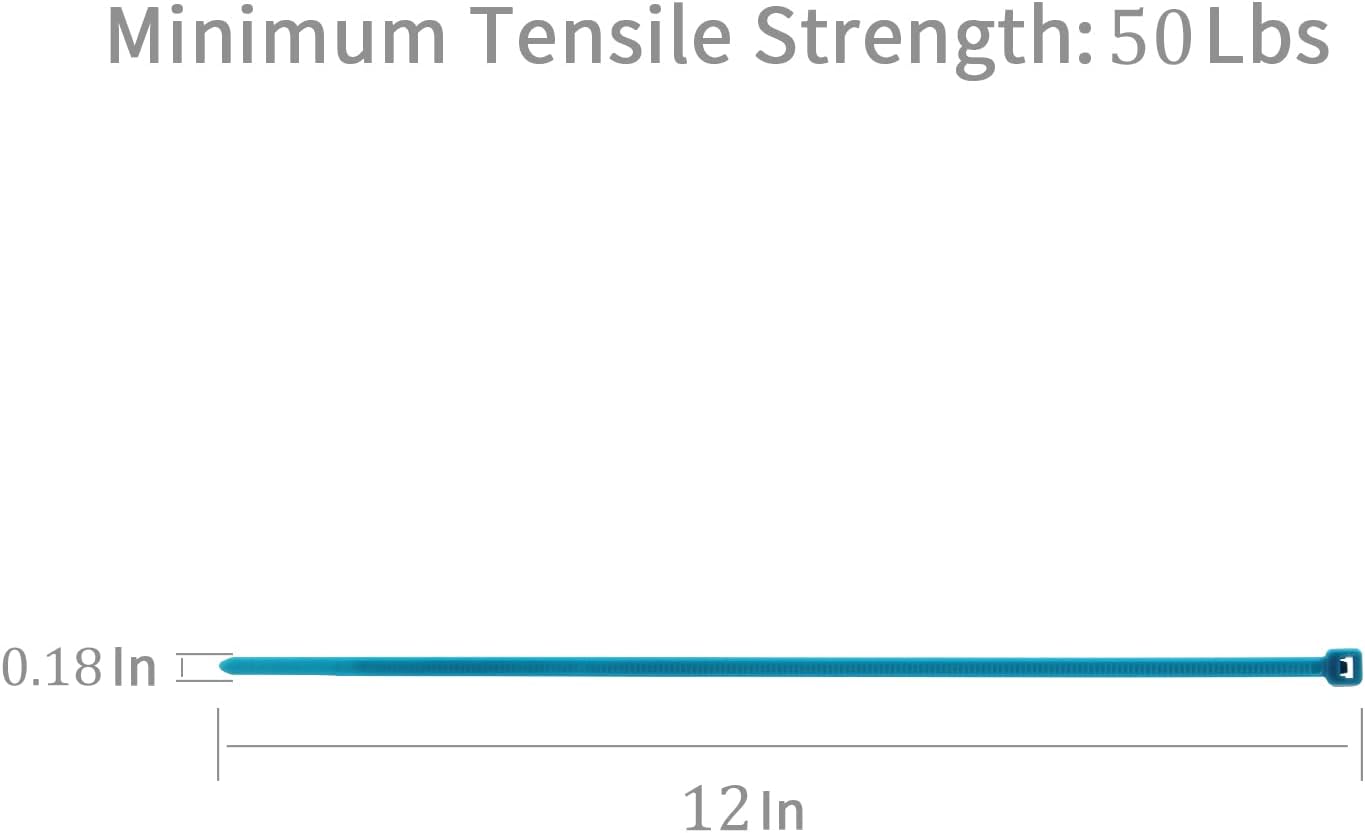 XINGO 100PCS Cable Zip Ties Heavy Duty, Premium Nylon Plastic Wire Ties with 50 Pounds Tensile Strength, Self-Locking Black Nylon Zip Ties for Indoor and Outdoor (12 inch, Blue)
