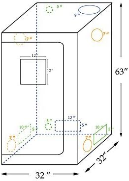 Grow Tent for Indoor Plant Growing Dismountable Reflective Hydroponic Non Toxic Room (32"x 32"x 64")