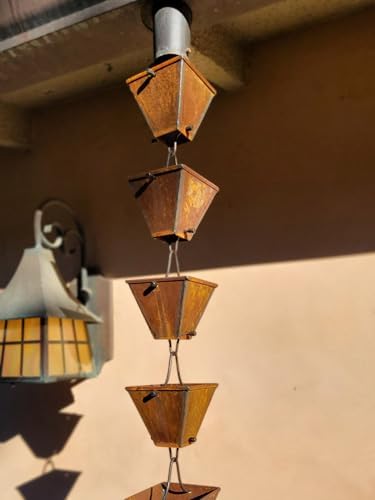 Nutshell Stores Medium Square Cups Rain Chain - Weathered Steel - 16 Feet