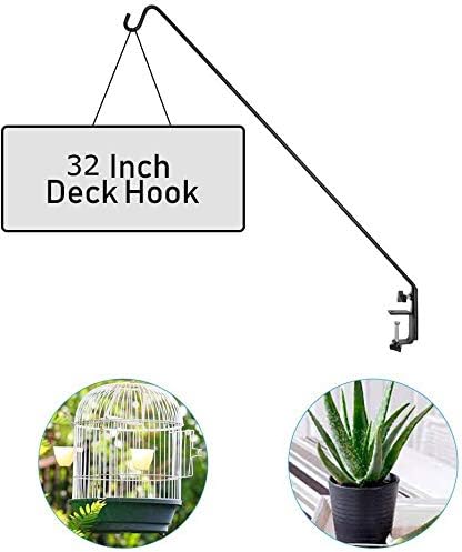 Ashman Deck Hook 32-Inch (1 Pack), Double Forged Solid Metal Single Piece Rod, Ideal for Bird Feeders, Plant Hangers, Coconut Shell Hanging Baskets, and Lanterns.