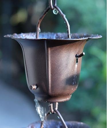 Nutshell Stores Flower Cups Rain Chain - Bronze - 13 Feet
