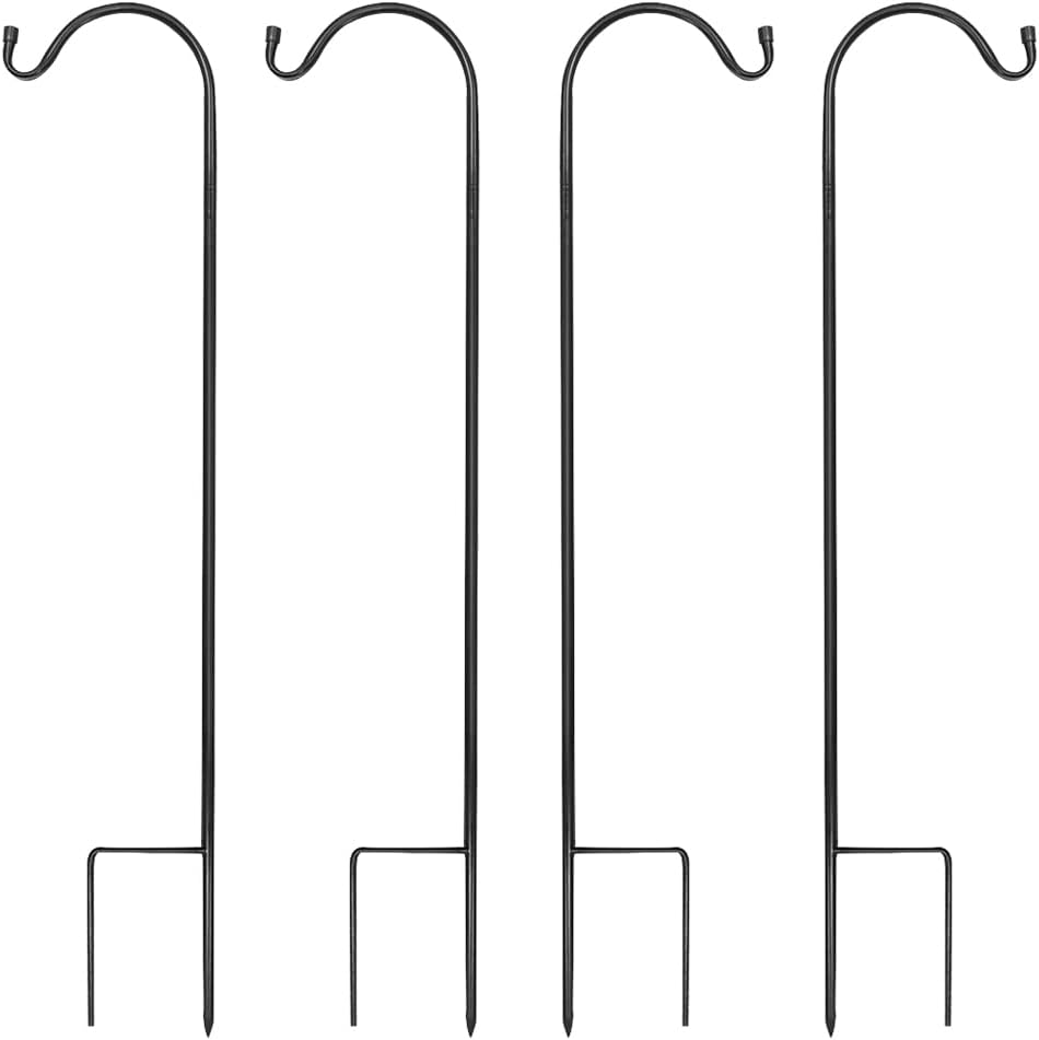 MIXXIDEA 4/8PK Heavy Duty Garden Shepherds Hooks for Outdoor, Premium Metal Shepherds Hooks, Height Adjustable Bird Feeder Hanger, Hanging Basket Hooks 37” Inch Tall Hanging Plant Hooks (4PK)