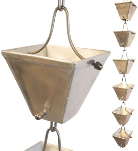 Nutshell Stores Medium Square Cups Rain Chain - Aluminum - 11 Feet
