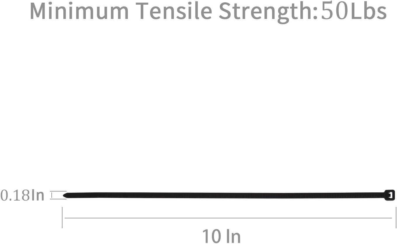 XINGO 100PCS Cable Zip Ties Heavy Duty, Premium Nylon Plastic Wire Ties with 50 Pounds Tensile Strength, Self-Locking Black Nylon Zip Ties for Indoor and Outdoor (10 inch, Black)
