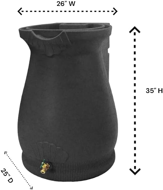 65-Gallon Urn Rain Wizard Decorative Barrel (Dark Granite, 1 Pack)