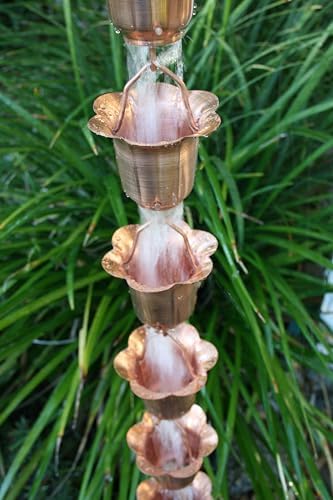 Nutshell Stores Flower Cups Rain Chain - Copper - 13 Feet