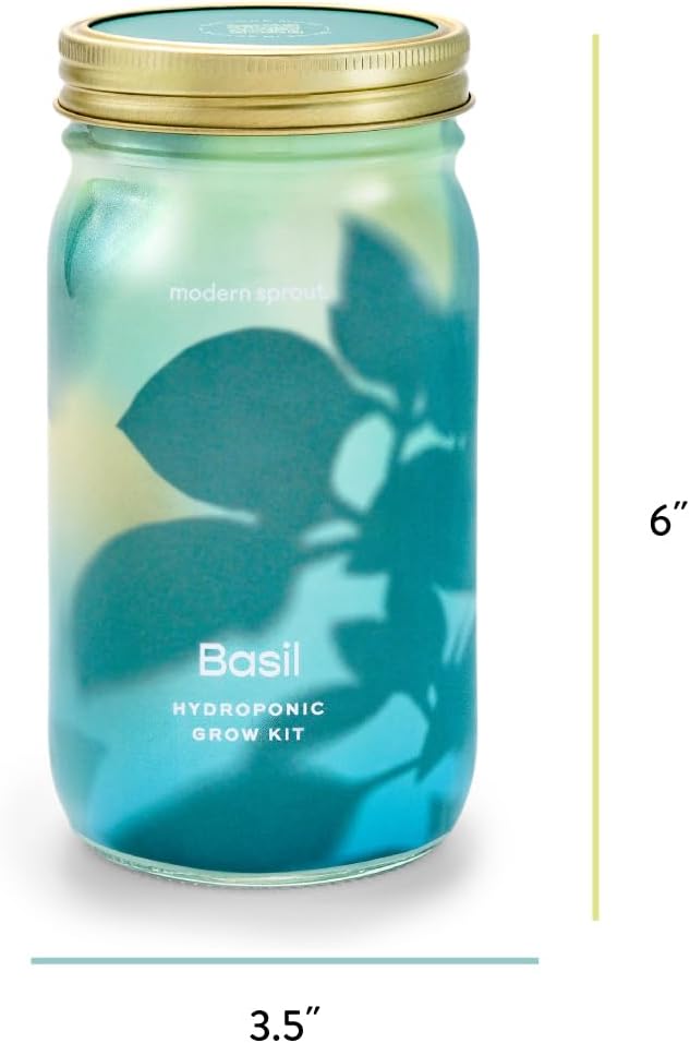 Modern Sprout Mason Garden Jar - Self-Watering Hydroponics Growing System Kit with Organic Herb Seeds - Jar Planter for Indoor Herb Garden - Seed Starter Kit - Home Decor & Gifting - Basil+Rosemary