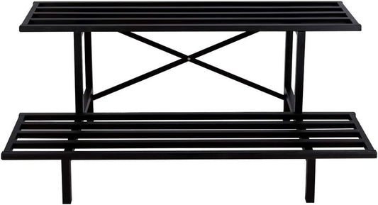 Zhongma 2 Tier Sturdy Metal Plant Stand Heavy Duty Plant Holder for Home Indoor and Outdoor,L45.67 x W17.5 x H14 inch, 440 LBS Capacity & Heavy Duty Construction …