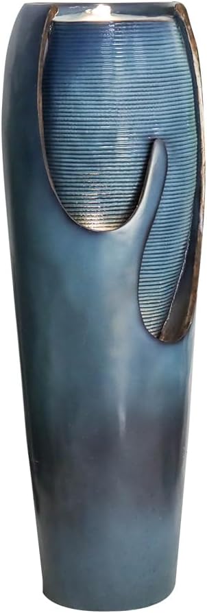 watnature 38.7"H Outdoor Water Fountains and Waterfalls - Indoor Water Jar Fountain Tall Floor Fountain with Lights&Pump for Garden, Patio, House Decor, Modern Indoor Fountains Outdoor Water Features