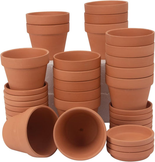 CFKJ [17 Pack] 4 inch Planter Nursery Pots Terracotta Pot Clay with Saucer Ceramic Pottery Cactus Flower Succulent Garden Terra Cotta Plants (17)