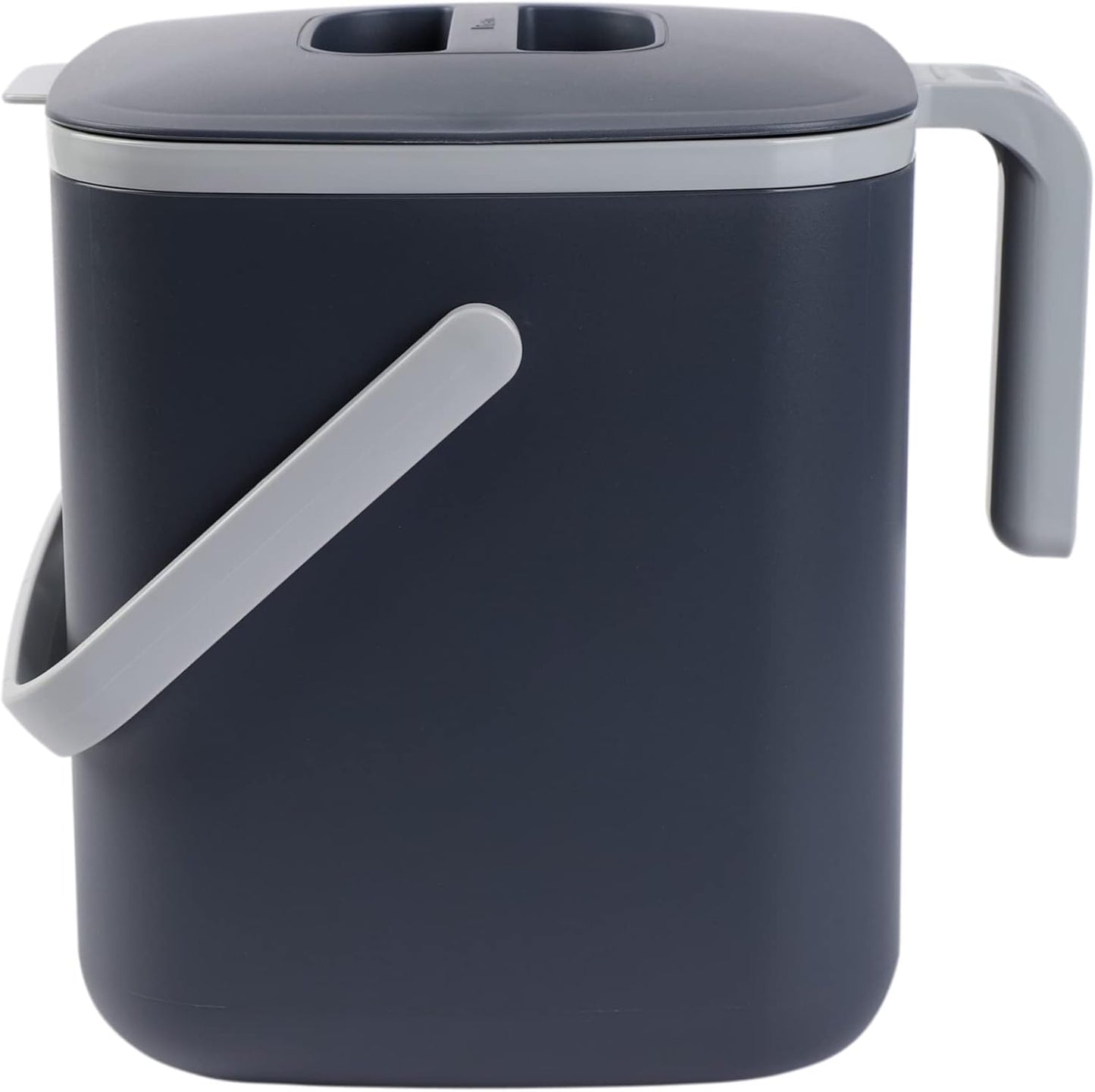 Blue Ginkgo Kitchen Compost Bin [5L / 1.32 GAL] – Filter-Free, Odor-Tight Countertop Food Waste Pail with Handles (Made in Korea, Gray)