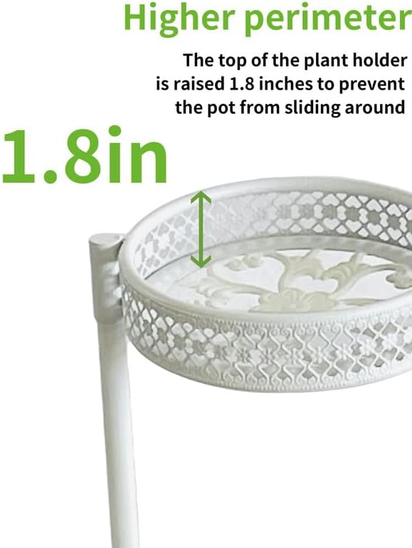 Metal Plant Stand Indoor Outdoor, 5 Tier Tall Flower Pot Holder Potted Display Rack Shelf, Heavy Duty Corner Plant Shelf for Patio Garden Balcony Living Room Bedroom - WhiteWave