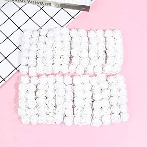 Foam Rose Fake Flowers for Crafts 144 pcs 2 cm Mini Wreaths Artificial Flower Bouquet Multicolor Rose Flower Wedding Scrapbooking Decoration Rose Fake Flower(White)