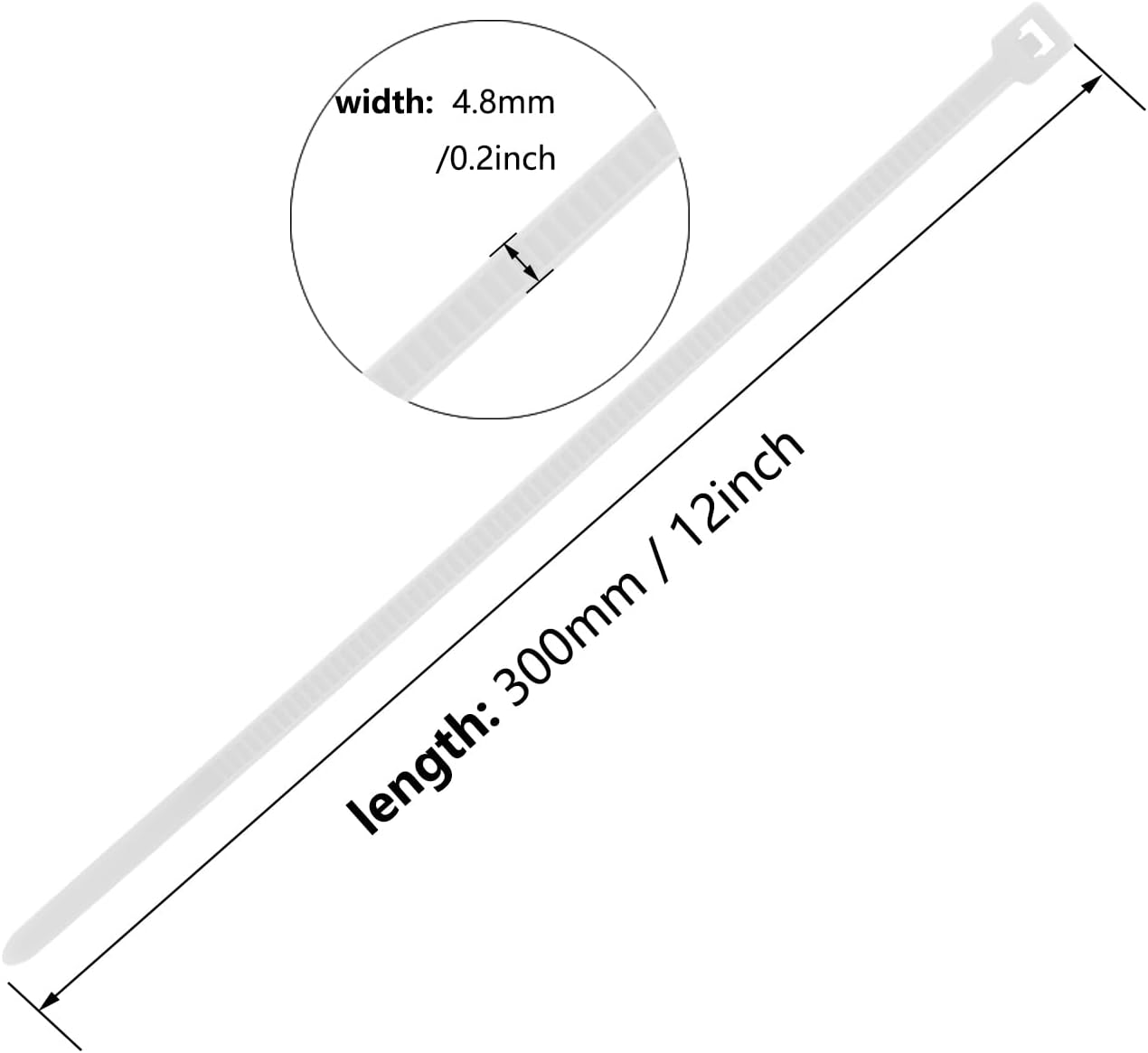 12 Inch Zip Ties Black 1000 PCS, 60 Lbs- Heavy Duty Tensile Strength, Nylon PA66 UV Resistant Cable Ties for Indoor and Outdoor Use - Ideal for object bundling and fastening