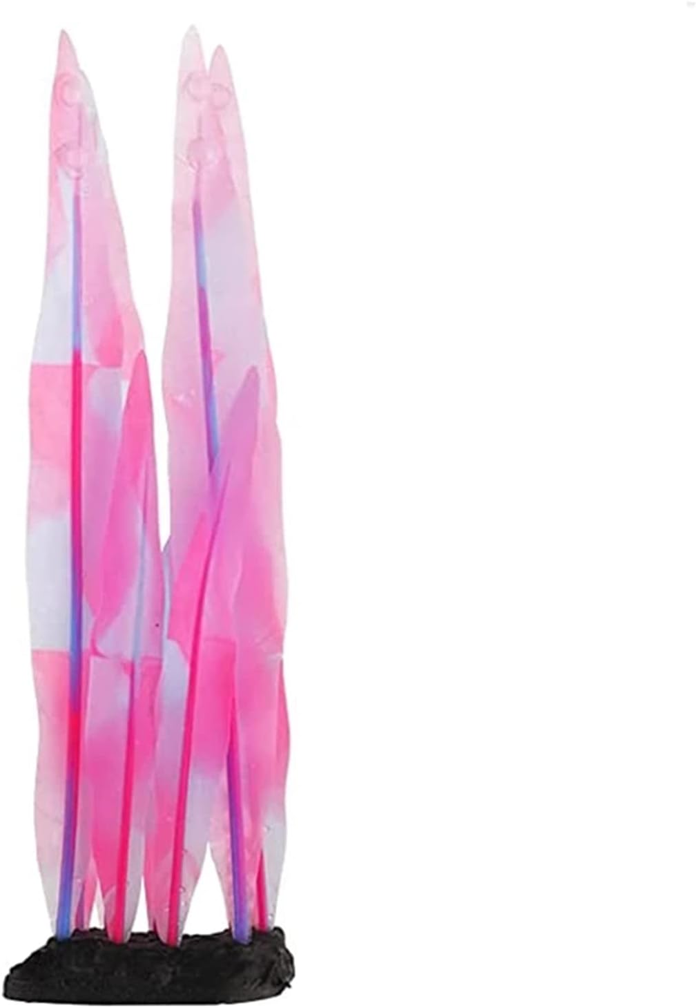 1Pcs Aquarium Decoration Pink Plants Simulation Artificial Water Grass Plastic Fish Tank Decor Plant Soft Silicone Glowing Kelp Ornament Aquarium Accessories,Pink,9.84in
