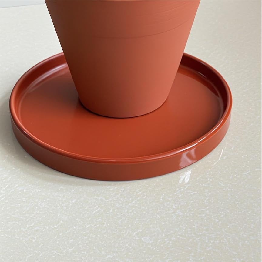 Ceramic Plant Saucer Pot Tray 12.5 Inch, Planter Saucers 6 7 8 9 10 11 12 15 Inch, Durable Sturdy Flower Drainage drip Water Tray for Glazed Pots Base (12.5 Inch- Red Terracotta)