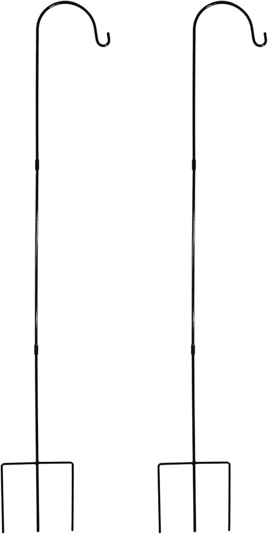 Sunnydaze 82-Inch Outdoor Heavy-Duty Shepherd Hook - Black - Set of 2