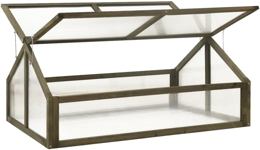 Firwood Garden Portable Wooden Greenhouse - Raised Flower Planter with 2 Roofs, Mini Greenhouse Cabinet for Outdoor Indoor Use, 44.8"x31.4"x19.6"/Gray