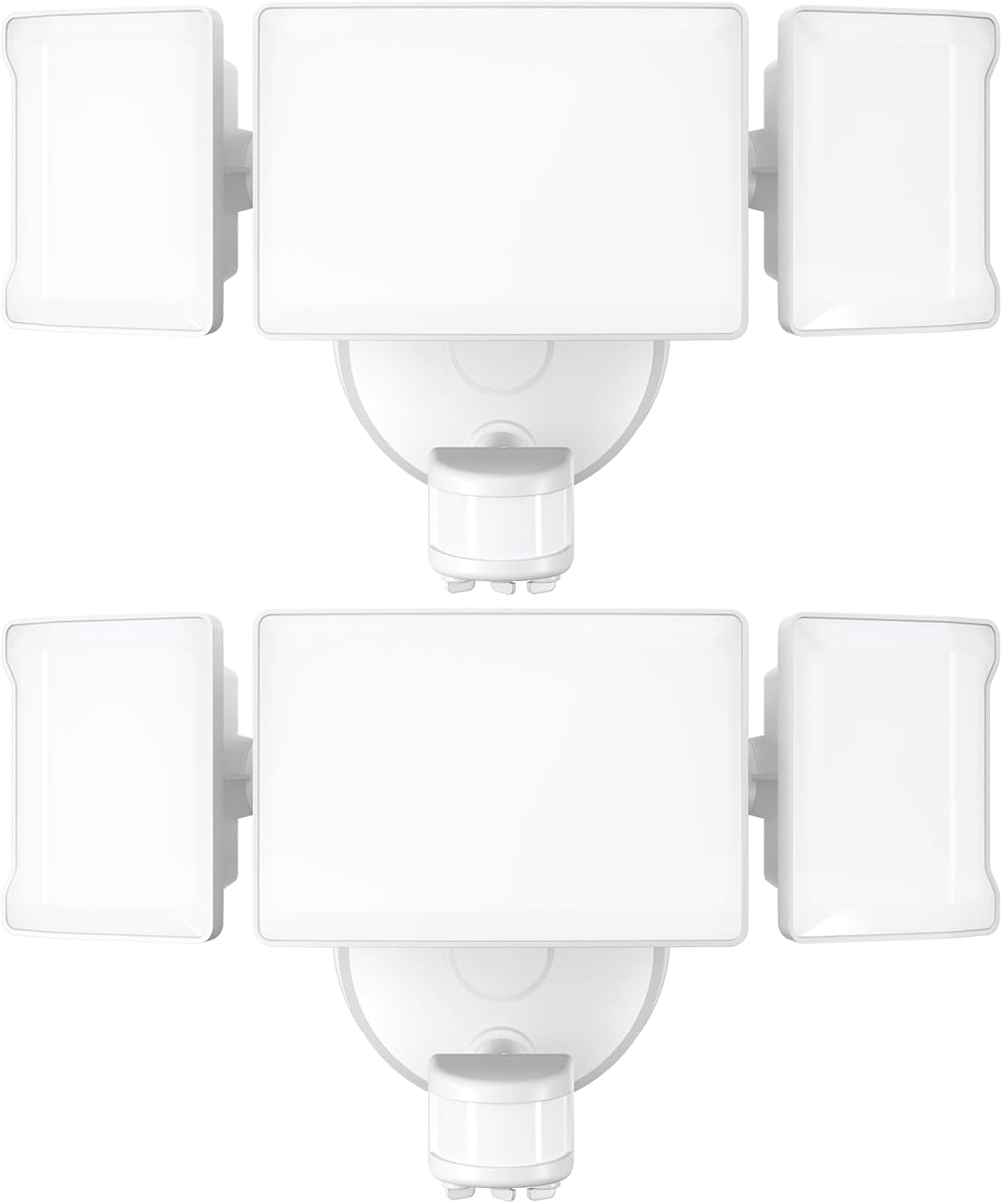 Olafus 65W Motion Sensor Outdoor Light, 2 Pack LED Security Light 6000LM, 6500K Exterior Motion Flood Light with 3 Adjustable Heads, for Outside Garage, Yard, Patio, IP65 Waterproof, White