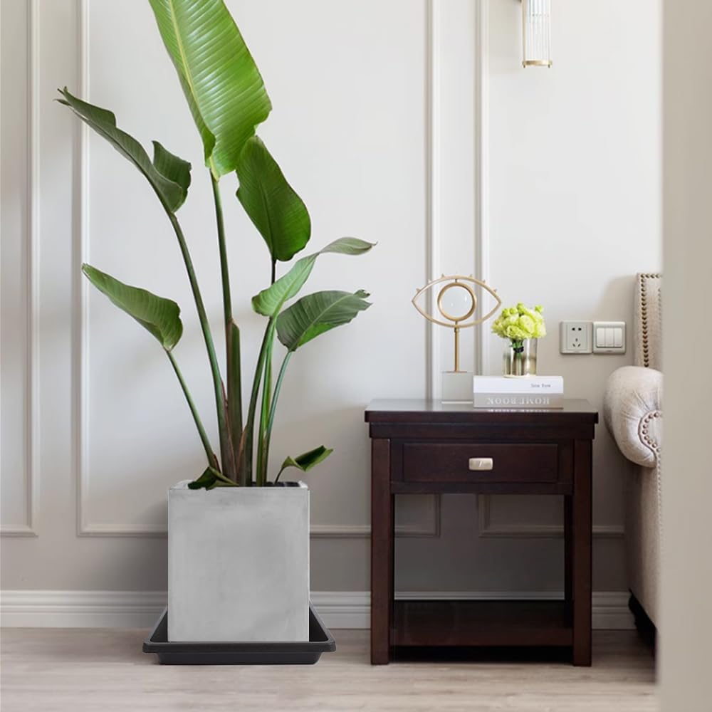 Square Plant Saucer 10 Inch 2 Pack 6 8 12 14 16 18 20 inch, Plant Drip Trays and Flower Pot Saucers, Plant Trays for Indoors No Holes, Plant Drainage Tray Saucers for Potted Plants