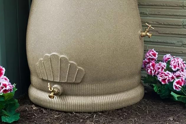 Rain Wizard Decorative Rain Barrel, 50 Gallon, with Brass Spigots (Sandstone)