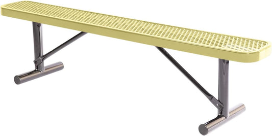 Heavy-Duty Portable Outdoor Bench Thermoplastic Coated, Expanded Metal, Commercial-Grade Seating, Made in America (Portable Without Back, 6 Ft, Textured Sandstone)