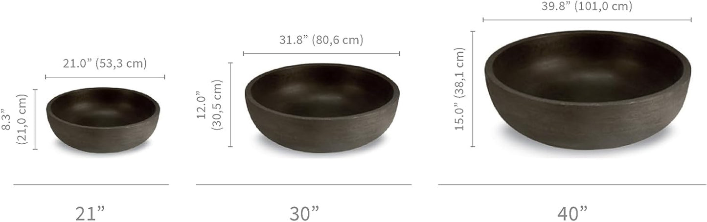 Crescent Garden Extra Large Outdoor Planter Bowl with Drain Hole for Water Gardens, Fountains, Decorative Landscaping - 40" W x 15" H (Old Bronze)