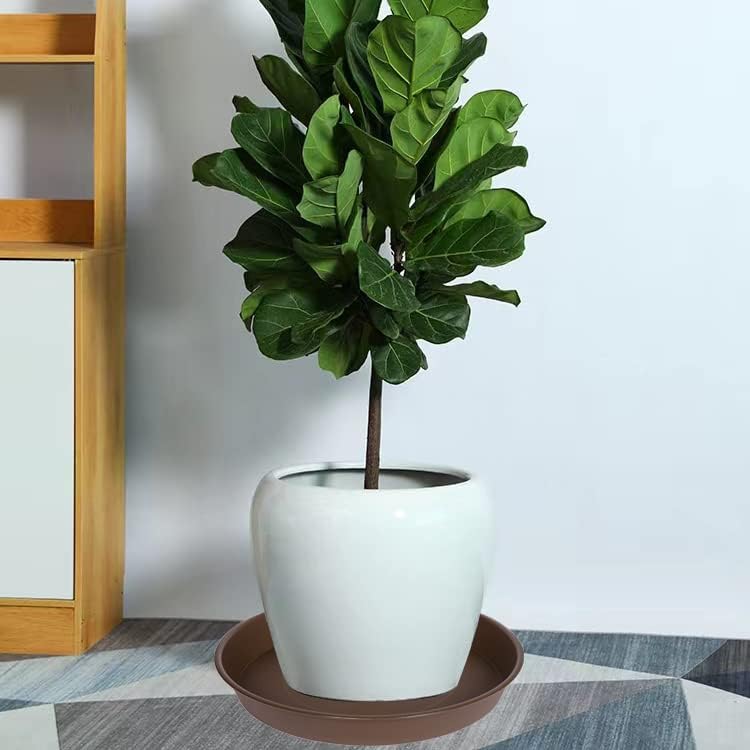 3 Pack of 25 26 inch Plant Saucer (22.7 Inch Base), 4.2" Depth, Large Deep Heavy Duty Plastic Flower Planter Water Trays for Indoors Outdoor, Plant Drip Trays (26", Chocolate)